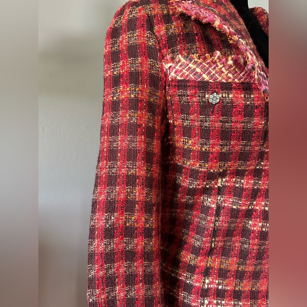 True Meaning Red and Pink Chevron Blazer - Picture 3 of 12